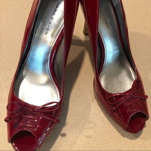 Marc Fisher Red Patten Leather Pumps